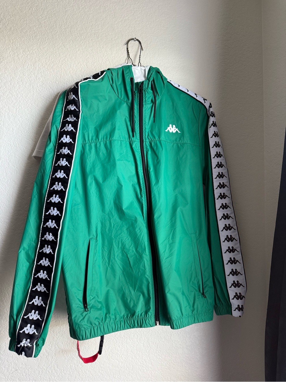Kappa Green Hooded Track Jacket with Black/White Logo Tape